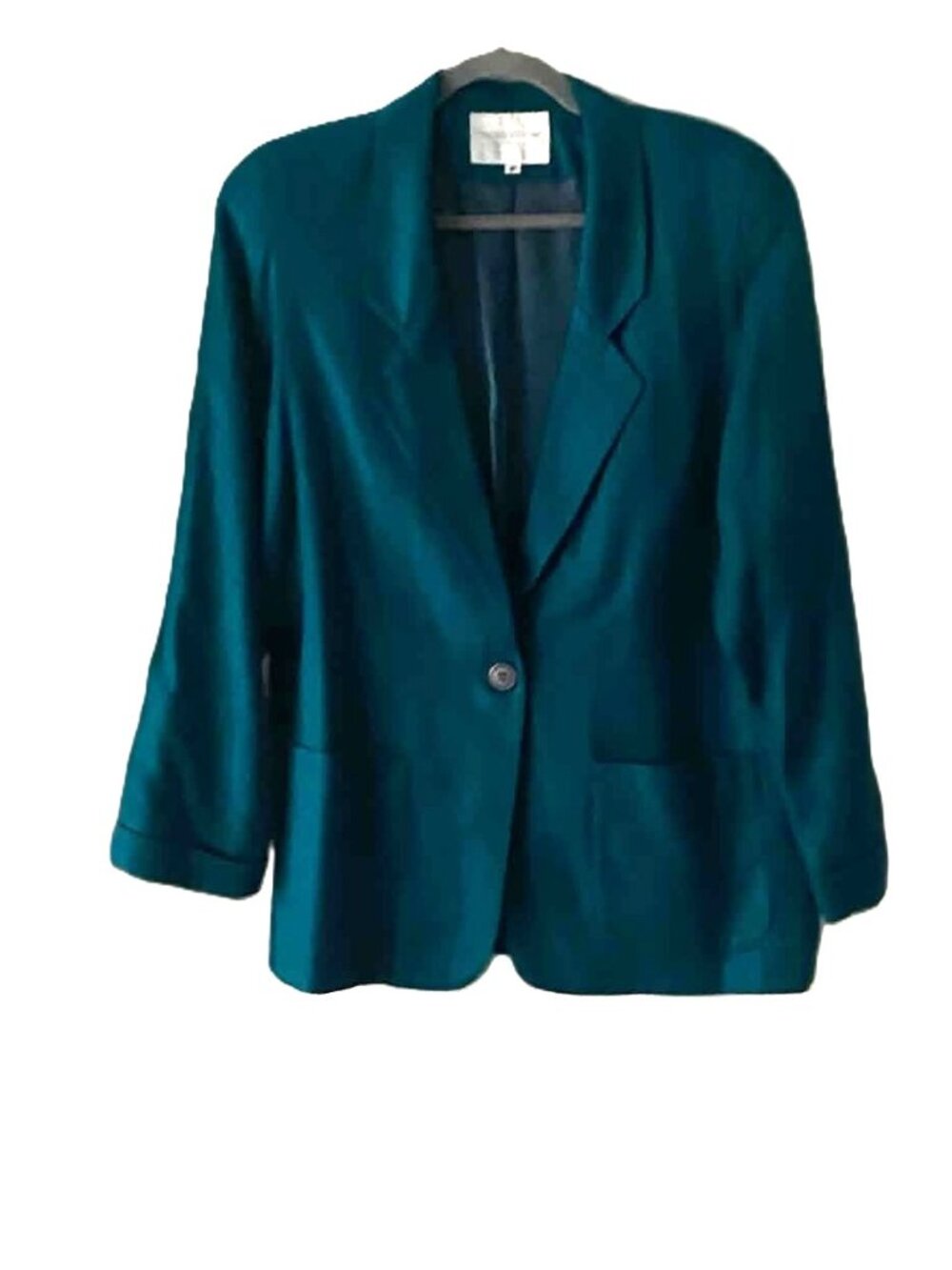 Nordstrom Petite Focus Teal Blazer Women's M Single Button Career Jacket USA